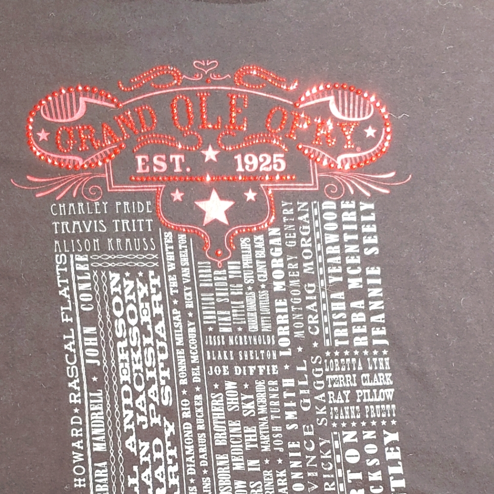 Grand Ole Opry Red Bling Tee Featuring Artists Who've Performed On Stage  Medium